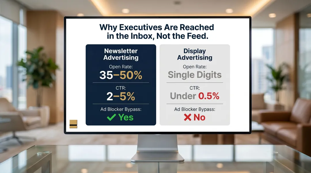 Newsletter advertising performance metrics versus display advertising open rates and CTR comparison