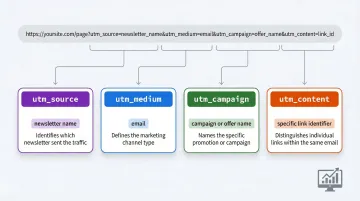 UTM parameter tracking structure breakdown for newsletter ad campaign measurement