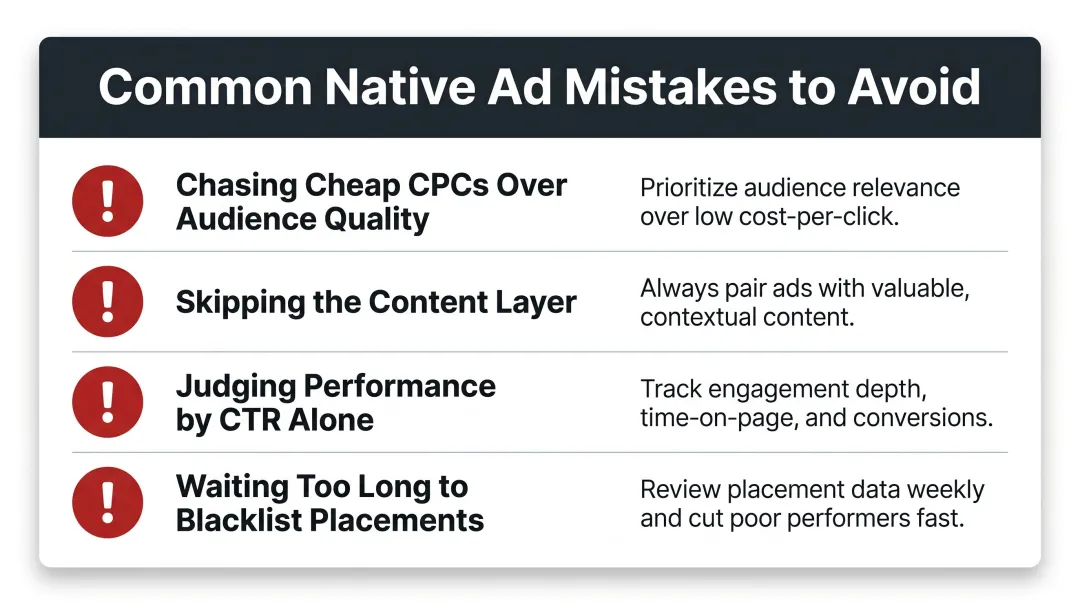 Four common native ad mistakes and how to avoid them infographic