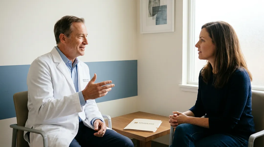 Healthcare provider and patient in warm compassionate consultation building trust