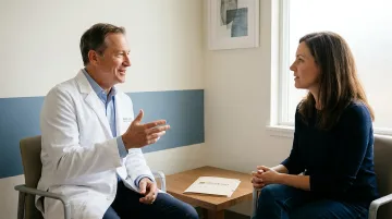 Healthcare provider and patient in warm compassionate consultation building trust