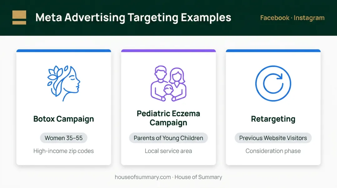 Meta advertising targeting strategy examples for cosmetic and medical dermatology campaigns