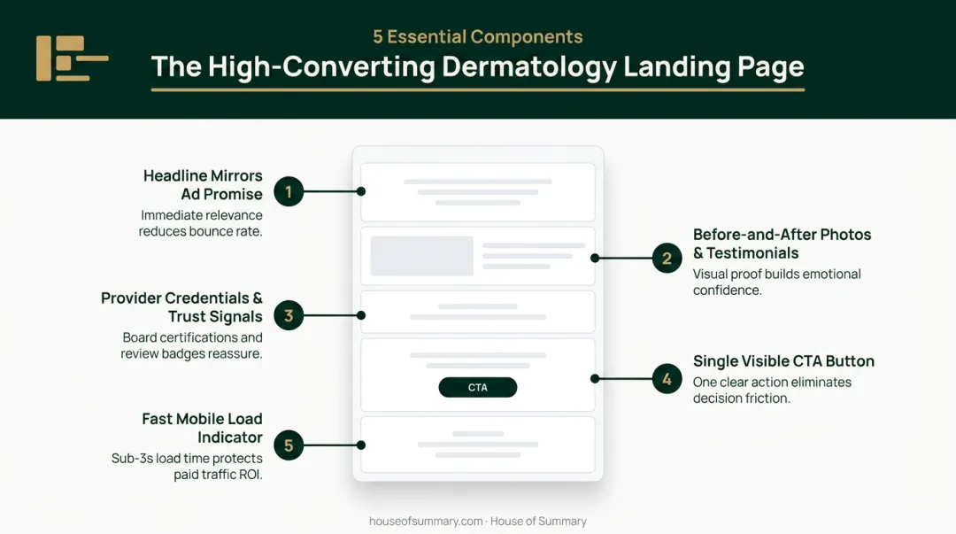 Five essential elements of a high-converting dermatology landing page layout