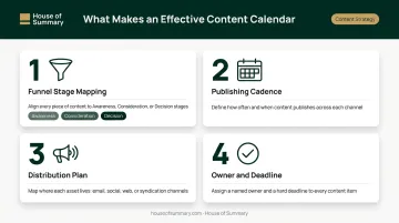 Content calendar framework mapping topics funnel stages channels and owners