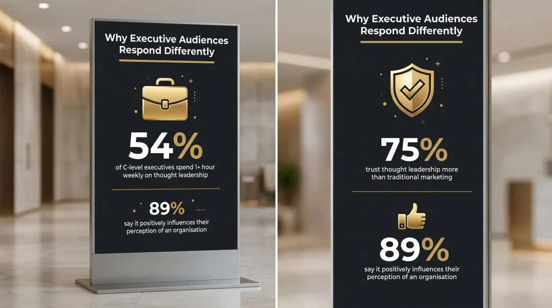 C-suite executive thought leadership engagement statistics showing trust and influence on purchasing decisions