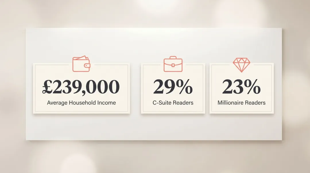 Financial Times reader income and C-suite demographics comparison infographic