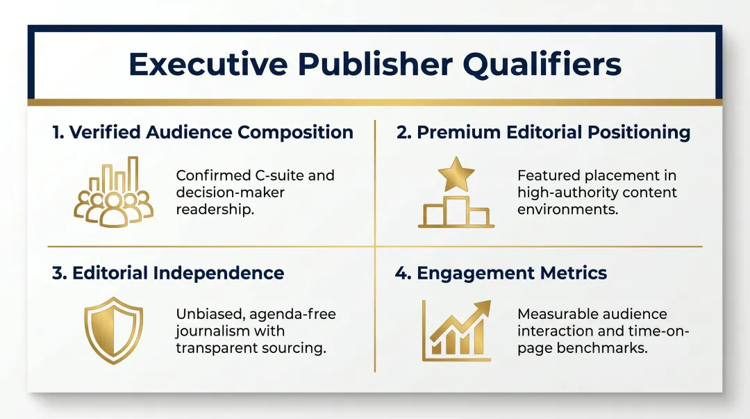 Four criteria for identifying executive-focused premium branded content publishers