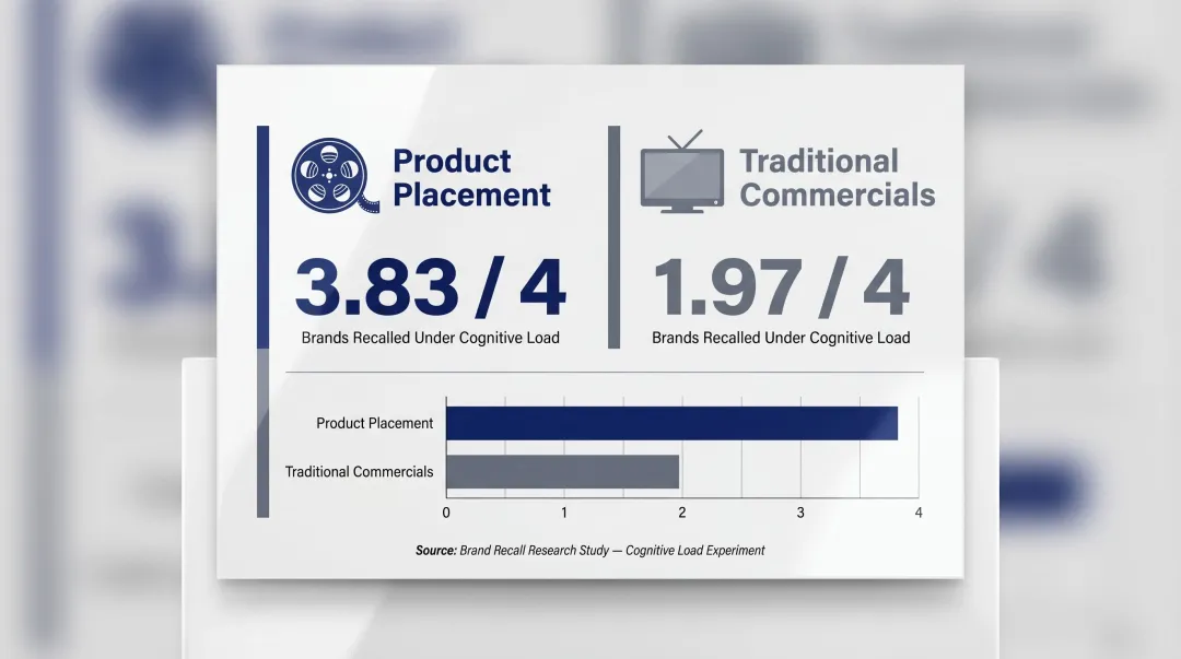 Product placement versus traditional TV ads brand recall comparison statistics infographic