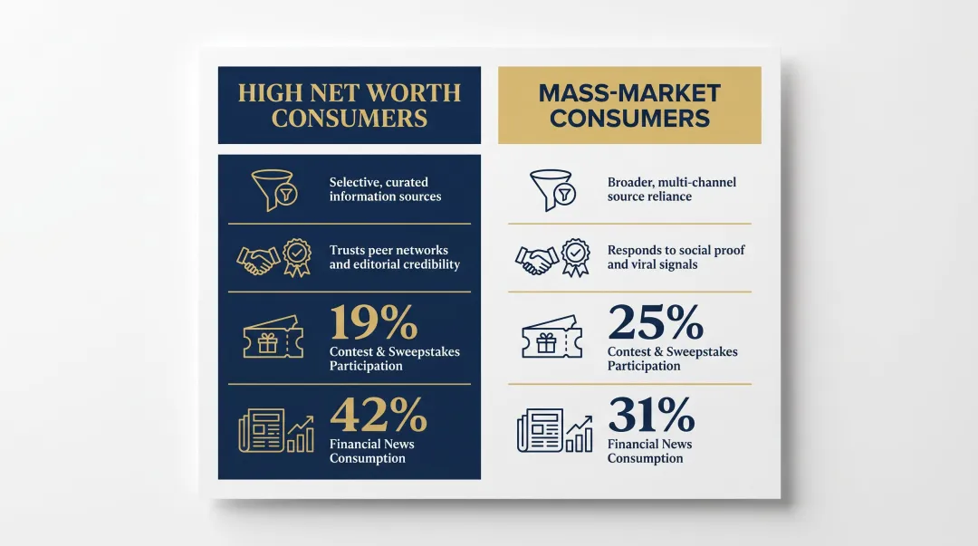 HNW versus mass-market consumer behavioral differences comparison infographic