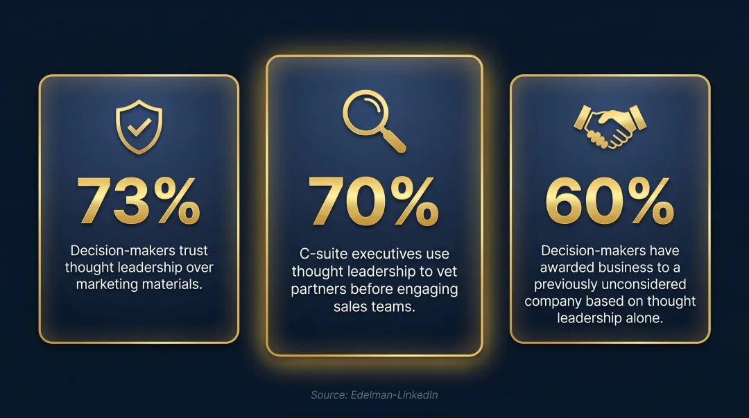 C-suite thought leadership influence statistics on vendor vetting and purchasing decisions