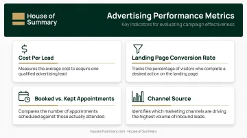 Four key clinic advertising ROI metrics dashboard with tracking indicators