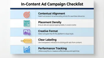 Five in-content ad campaign best practices checklist infographic for advertisers