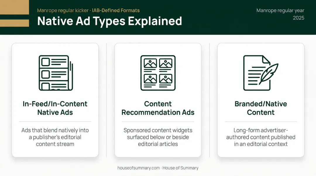 Three IAB native ad types in-feed content recommendation and branded content explained