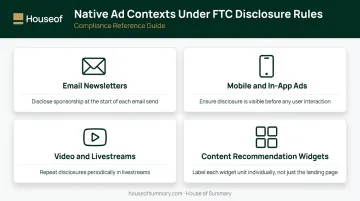 Four native advertising contexts requiring FTC disclosure compliance infographic