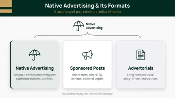 Three paid content formats native ads sponsored posts and advertorials compared