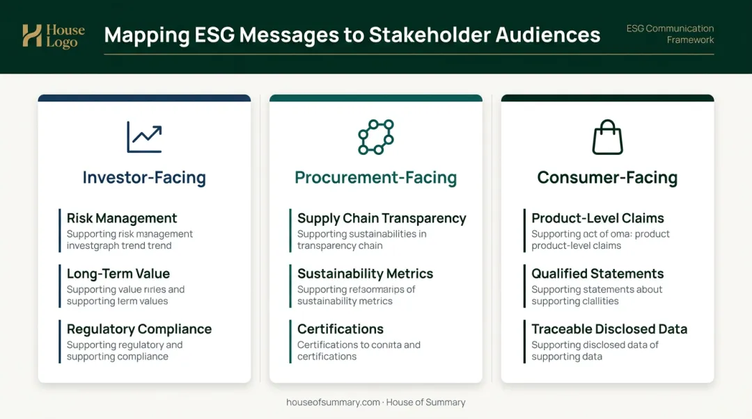 ESG advertising message mapping framework for investors procurement teams and consumers