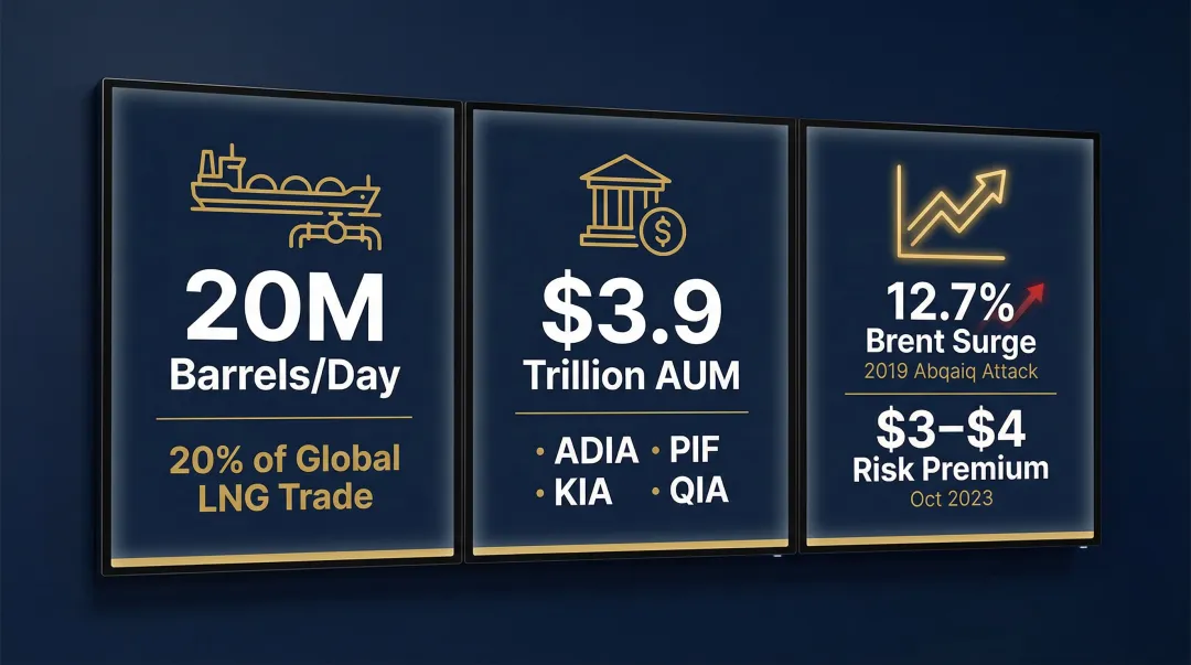 Middle East energy and sovereign wealth fund key statistics data visualization infographic