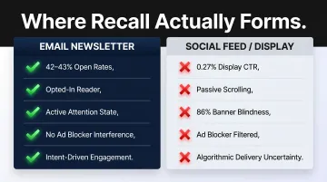 Email newsletter versus social media and display advertising attention and recall comparison