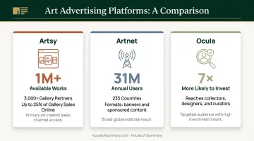 Artsy Artnet and Ocula art platform comparison showing audience reach and collector stats