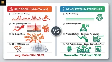 Newsletter versus paid social cost efficiency comparison showing four structural advantages