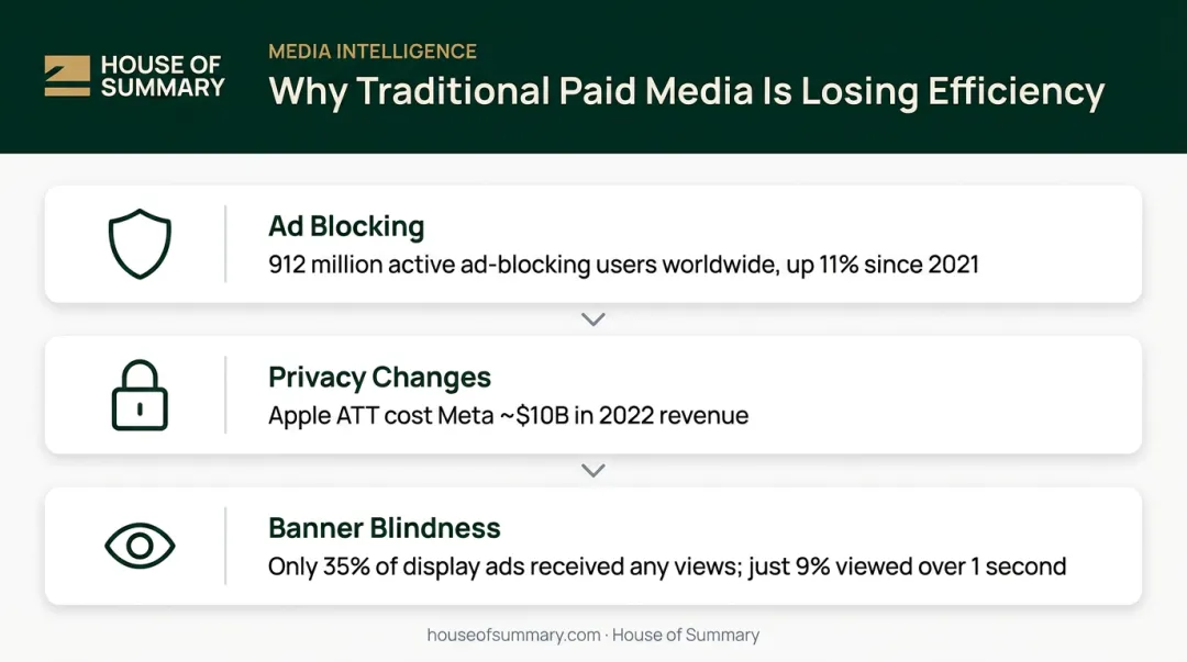 Three structural threats to paid media ad blocking privacy changes banner blindness