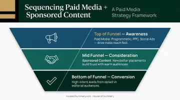 Paid media and [sponsored content](/service/huffington-post-sponsored-content) sequencing strategy funnel from awareness to conversion