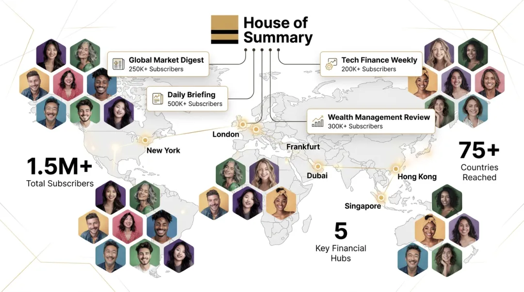 House of Summary finance newsletter network reaching 500000 subscribers across global cities