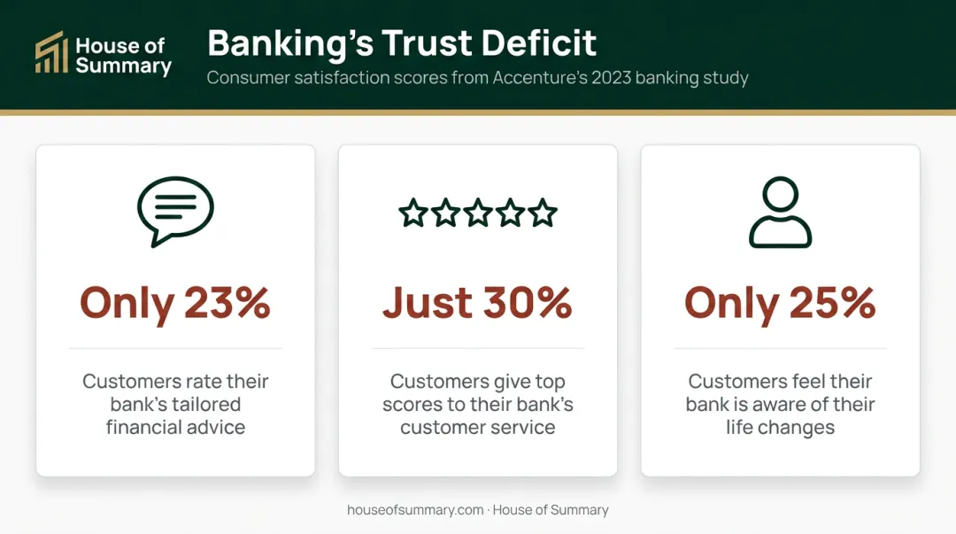 Three consumer banking trust gap statistics from Accenture 2023 global study