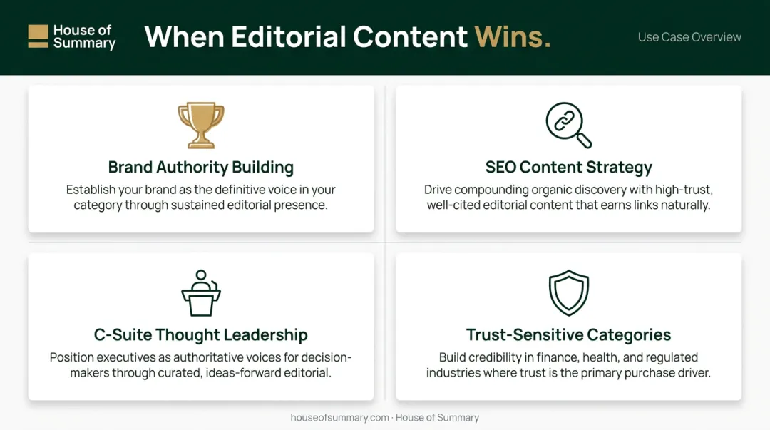 Four editorial content use cases for building brand authority and SEO trust