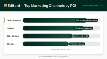 Wealth management marketing channel ROI comparison email LinkedIn SEO referrals