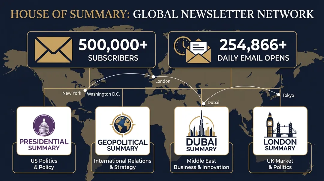 House of Summary newsletter network reach showing subscriber count and daily open metrics