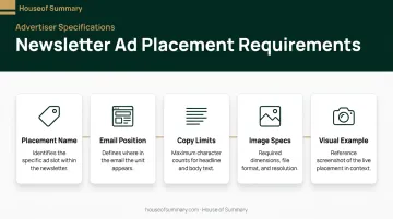 Newsletter ad format specification requirements breakdown with five key components