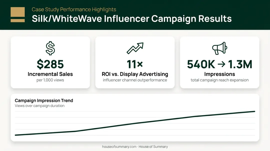 Influencer marketing ROI case study showing 11x display ad returns and sales lift data