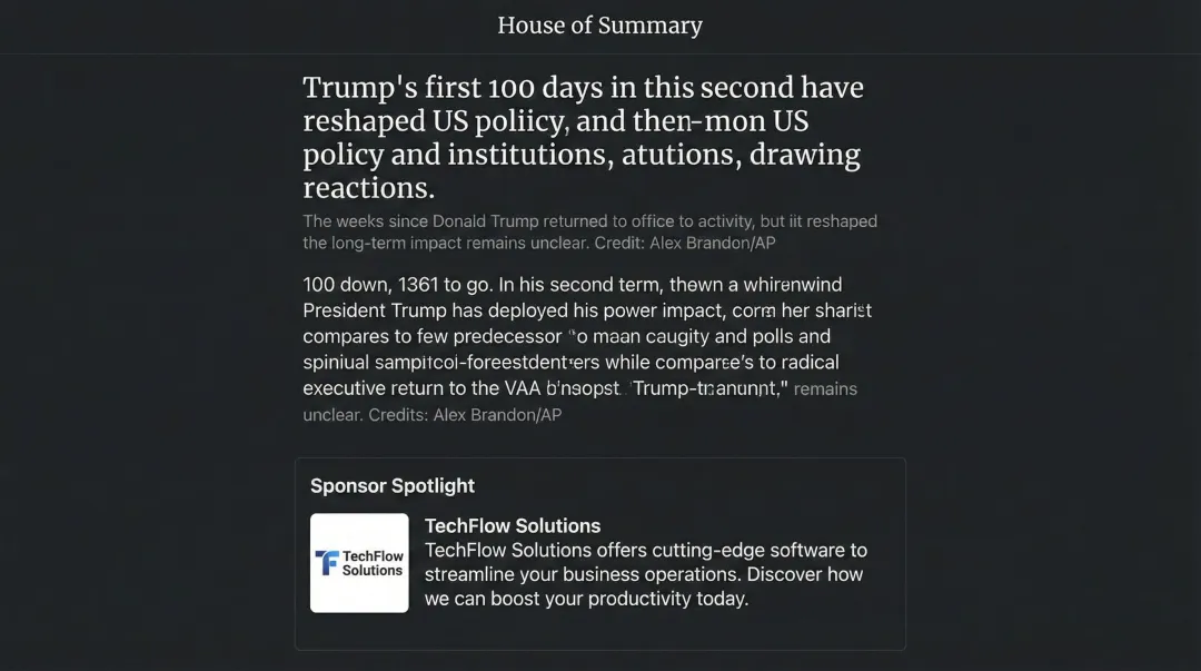 House of Summary newsletter sponsorship placement showing in-email branded content integration