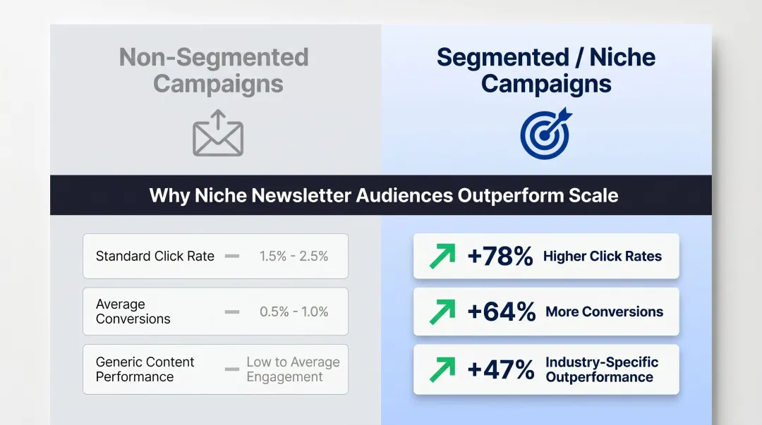 Segmented versus non-segmented B2B email campaign performance comparison statistics infographic