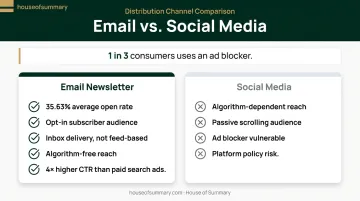 Email newsletter versus social media performance metrics comparison infographic