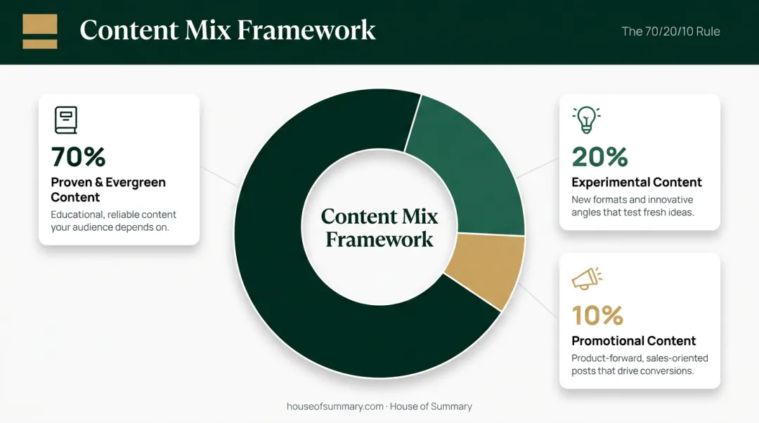 70/20/10 content creation rule allocation breakdown infographic