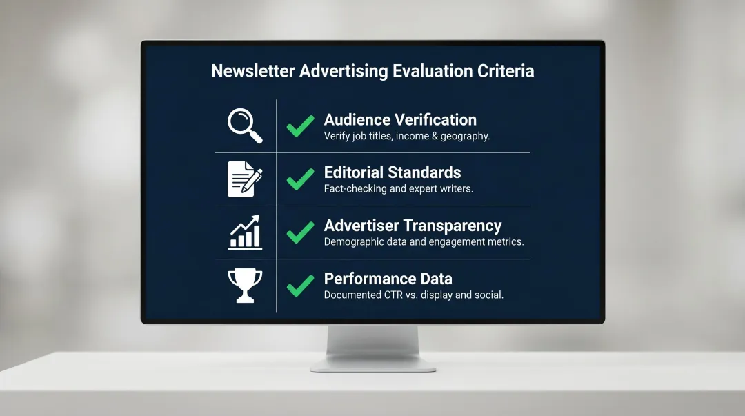 Four key criteria for evaluating executive newsletter advertising service quality