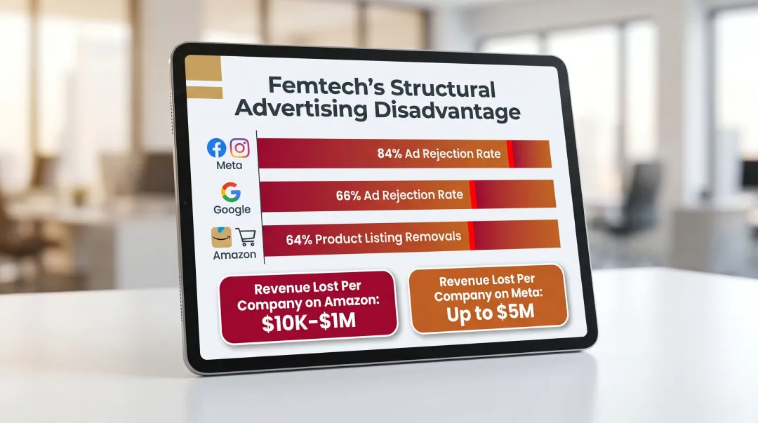 Femtech ad rejection rates on Meta Google and Amazon platform censorship statistics
