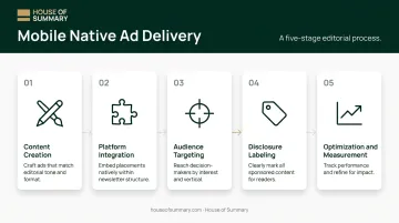 5-step mobile native advertising delivery process flow diagram