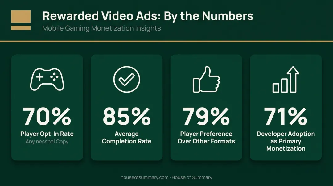 Mobile in-game rewarded video ad engagement statistics four key metrics