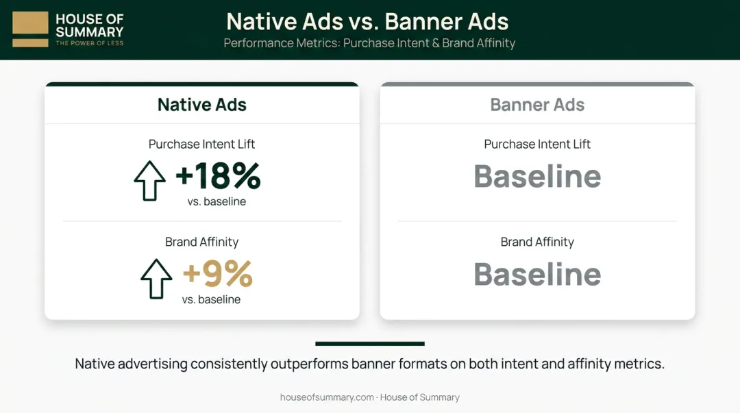Native ads versus banner ads purchase intent and brand affinity comparison chart