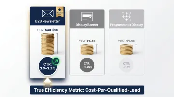 B2B newsletter versus display versus programmatic CPM and CTR channel comparison