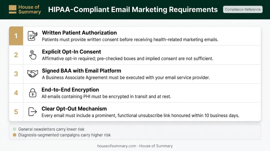Five requirements for HIPAA-compliant healthcare email marketing campaign checklist