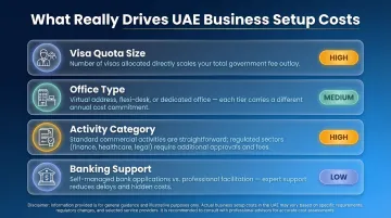 Four key cost drivers for UAE business setup visa office activity banking