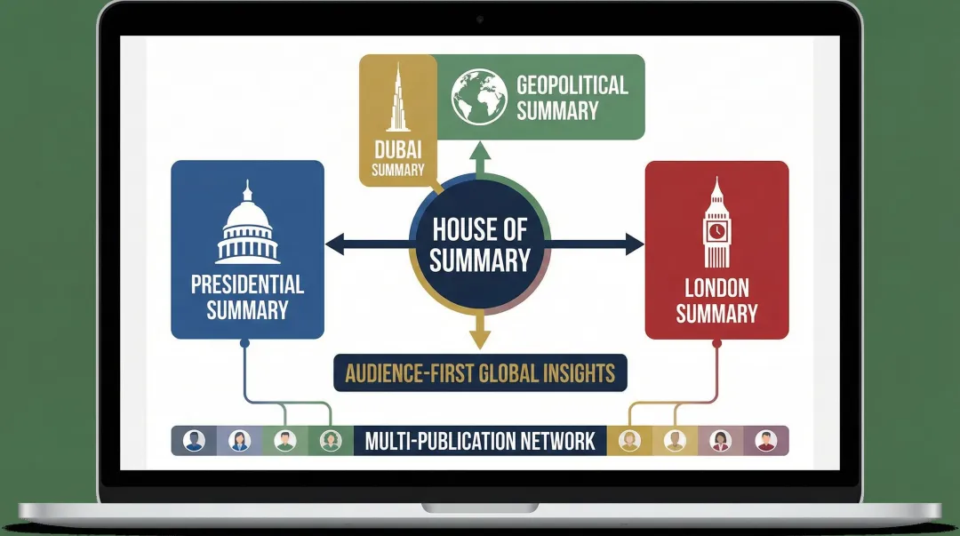 House of Summary newsletter network showing four specialized publications overview
