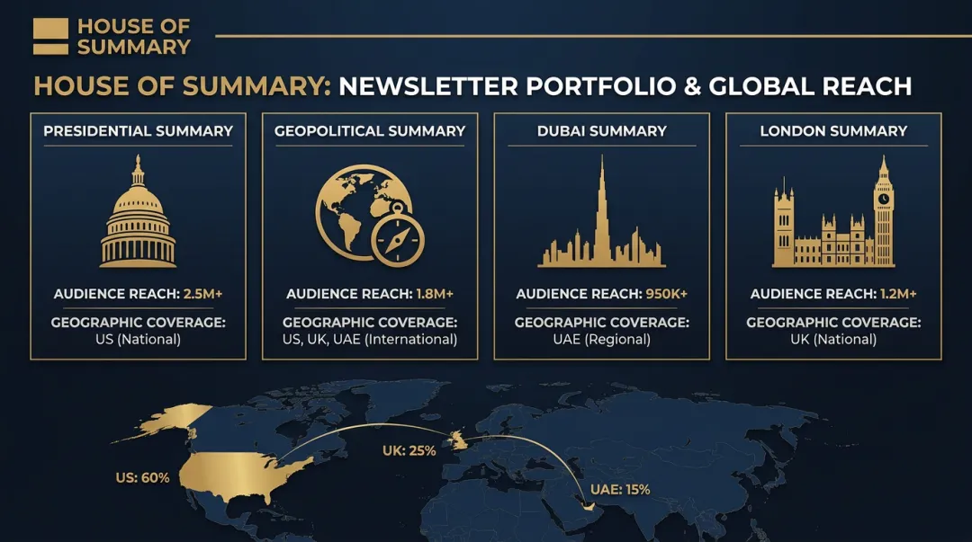 House of Summary newsletter portfolio reaching global executives across US UAE and UK
