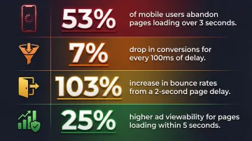 Page load speed impact on ad engagement bounce rate and conversion statistics