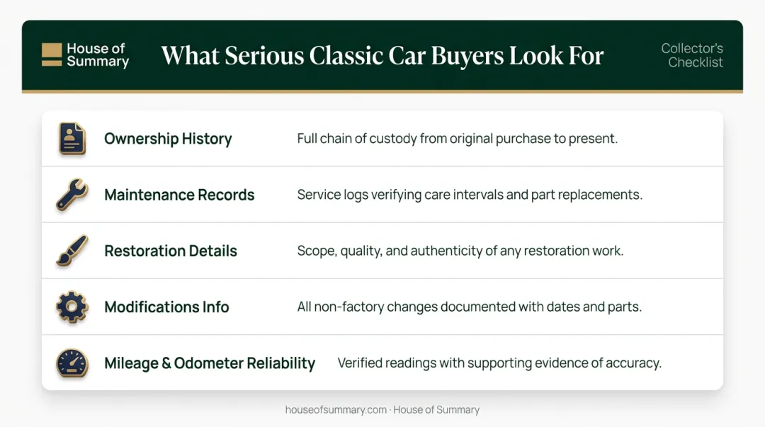 Five elements serious classic car buyers want in a listing infographic