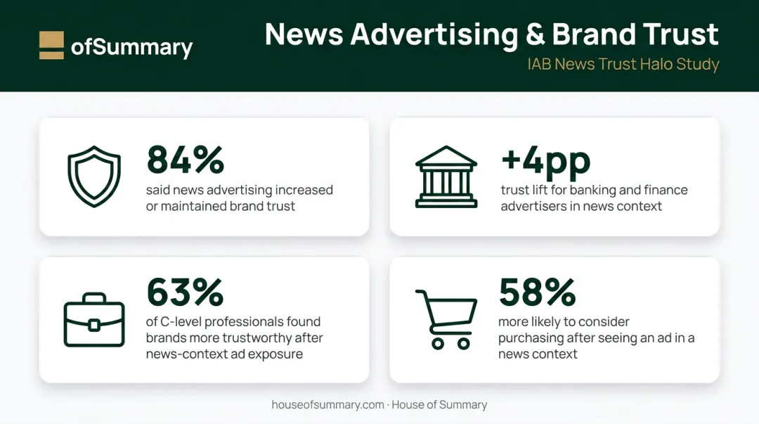 IAB News Trust Halo study brand credibility lift statistics for finance advertisers